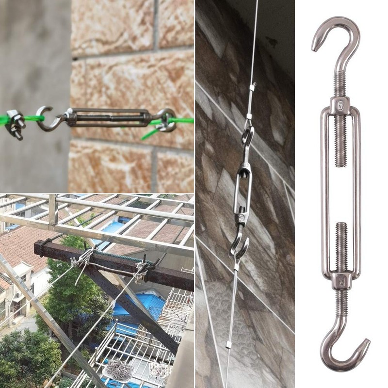 POFET 2pcs M12 Stainless Steel 304 Hook & Hook Turnbuckle
