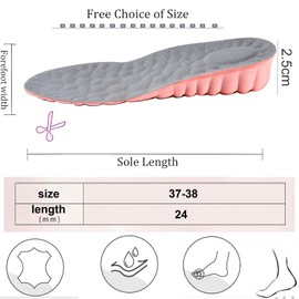 EUYKQNOI Höhenvergrößernde Einlegesohlen für Mehr Höhe und Abnehmen Sohlen für Frauen, Unsichtbare Selbstklebende Fersenkissen Stoßdämpfung Schuheinlagen Komfort für Männer und Frauen，Größe: 37-38