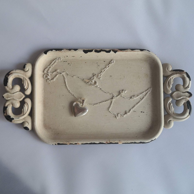 Cadena con dije de Corazón de Plata Ley .925 Gargantilla.