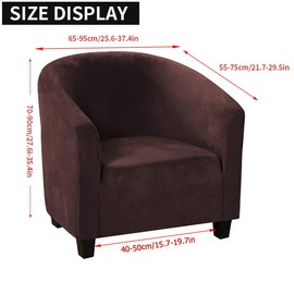 Mingfuxin Velvet Tub Chair Slipcover, High Stretch Club Chair Covers Washable Armchair Sofa Couch Covers Slipcovers Furniture Protectors for Dining Living Room Office(Coffee, Velvet)