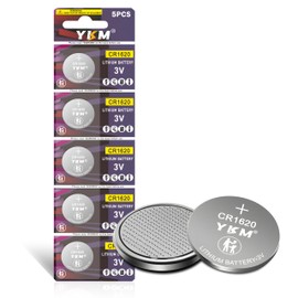 YKM 5PCS CR1620 DL1620 BR1620 80mAh Long Lasting 1620 3V Lithium Battery for Car Key Fob Watch Keyless Remote Scale