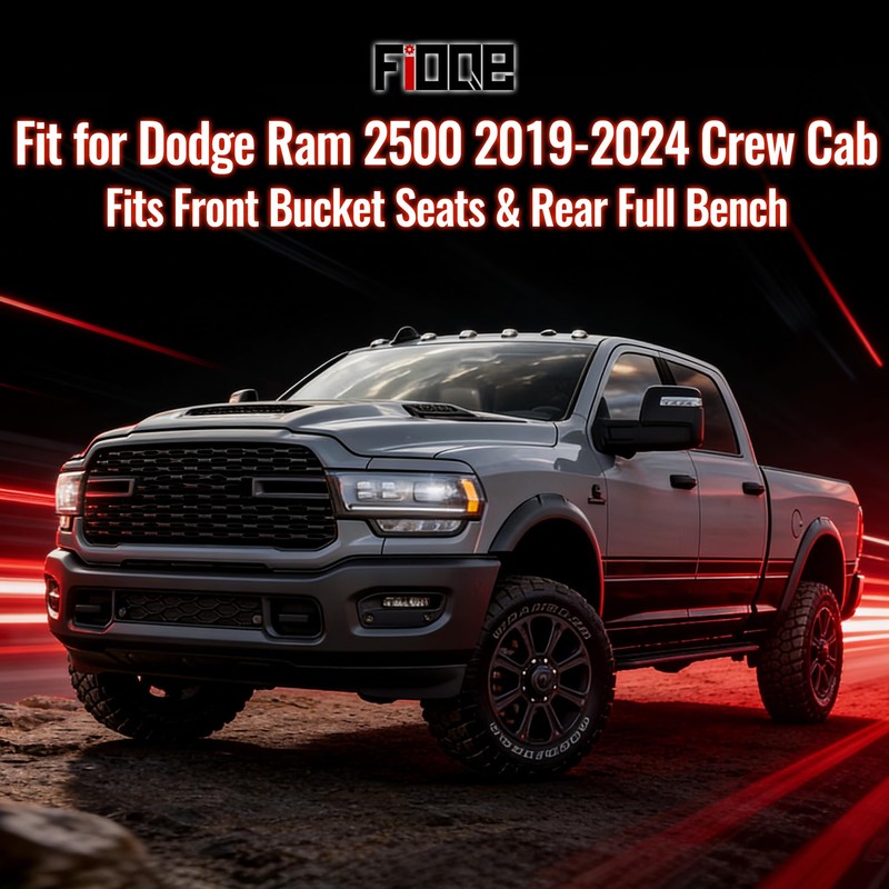 Fioqe Rear Heavy-Duty High-Density Composite Fabric Seat Covers for Dodge