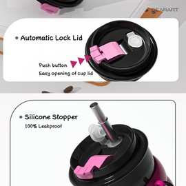 DEARART 17oz Vacuum Flask 100% Leakproof Anti Slip Silicone Sheeve, Thermos 316 Stainless Steel Dual Drinking Wide Mouth Easy Clean, Suit Office School Travel Gym Yoga for Women Men, Deep Pink