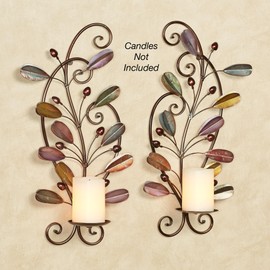 Candelaria Wall Sconce Pair | Set of Two Candle Sconces | Modern Candle Holders | Leaf Candleholders | Terra Cotta Sienna Amethyst Gold | Leaves Foliage | Wall Decoration | Hanging Wall Sconces