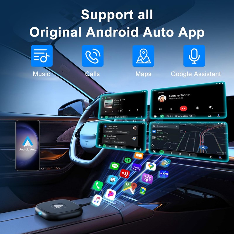 LXJADAP Adaptador inalámbrico Android automático, Adaptador inalámbrico Android para Coche,