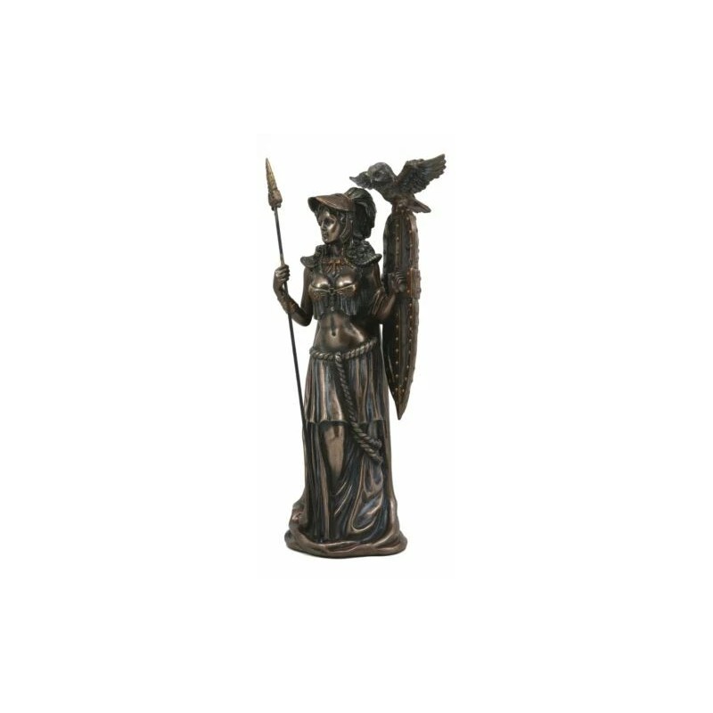 Greek Goddess Athena Wearing Helmet With Spear Aegis Shield And