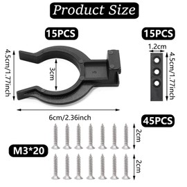 Pack of 15 Kitchen Plinth Mounting Clips, Kitchen Base Clips with 45 Screws, Robust Skirting Board Holders for Kitchen Plinths, Kickboard Mounting Clips for 32-42 mm Kitchen Feet