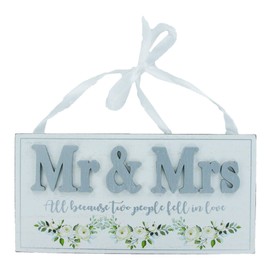 Wedding Plaque Mr & Mrs All Because Two People Fell In Love Wood Good Luck Charm