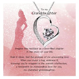 Alittlecare Granddaughter Necklace From Grandmom - Filled with Love and Packaged Necklace for Granddaughter on Birthday, Christmas, Graduation, Wedding, or Valentine's Day