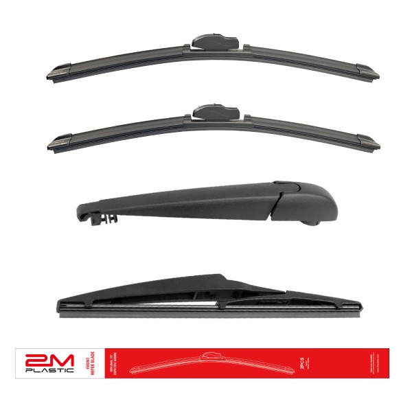 2MPLASTIC Front Windshield Wiper Blade + Rear Arm Blade Toyota