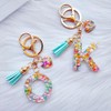 Colorful Initial Letter Keychains with Heart Charm and Tassel