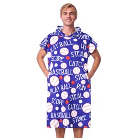 Huglanket Baseball Gifts Surf Poncho Hooded with Baseball Patterns, Soft Cover-Up Changing Towel with Pocket