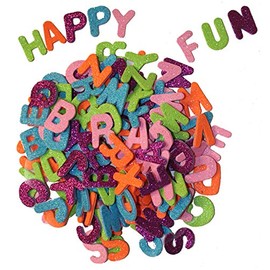 10 Sets of Small Alphabet Letter Foam Glitter Stickers (approx. 260 pcs) 5 Colors - Arts Craft Supplies for Greeting Card Decoration | Size: 1-inch
