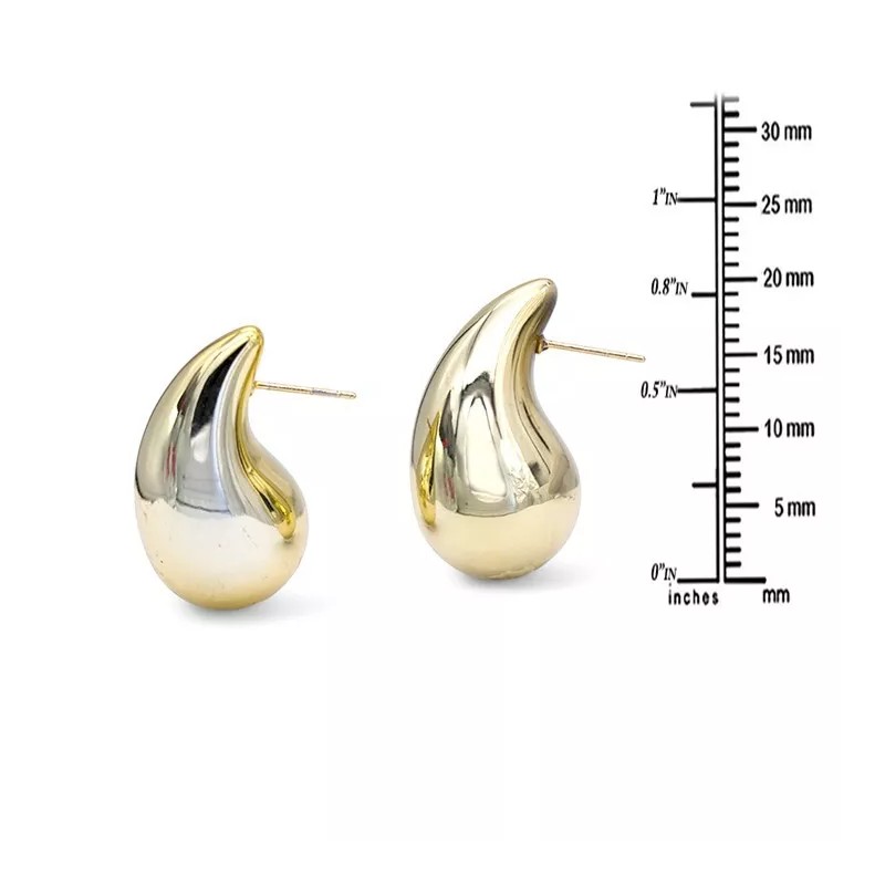 Sparkle 14k-Gold Plated Sparkle Teardrop Dome Stud Earrings