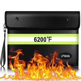 Upgraded Insulated Fire Proof Money Bag for Cash,6200℉ Fireproof and Waterproof Document Pouch with Water Resistant Zipper,Fireproof Envelopes for Important Documents,Valuables