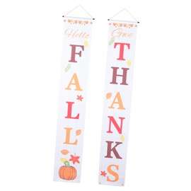 Outanaya 1pair Thanksgiving Day Decorative Fall Porch Signs of Harvest Themed Door Banners for Autumn Decoration