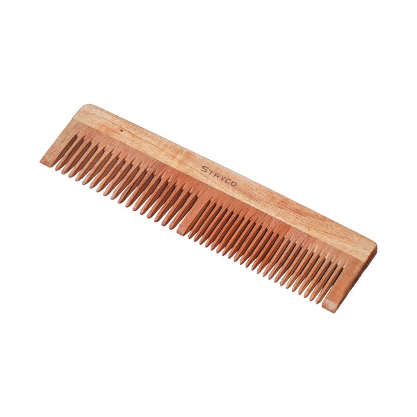 Wooden Hair Comb, Wide-Toothed, Natural Finish - Handcrafted Dual Wood