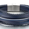 COOLSTEELANDBEYOND Mens Womens Multi-Strand Navy Blue Braided Leather Bracelet Wristband