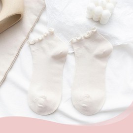 OHREN 4 Pairs of Ruffle Cotton Socks Women's Soft, Comfortable, Breathable, Elegant Ankle Socks for Women, Girls