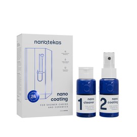 Nanotekas - Nano Glass Coating 2-in-1 Kit - Shower Glass and Ceramic protector. Water Repellent spray for glass and Glass Guard for shower doors - Shield against soap residue and hard water stains