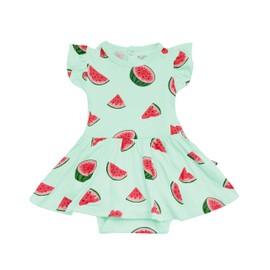 KYTE BABY Rayon Made from Bamboo Twirl Bodysuit Dress, (6-12 Months, Watermelon)