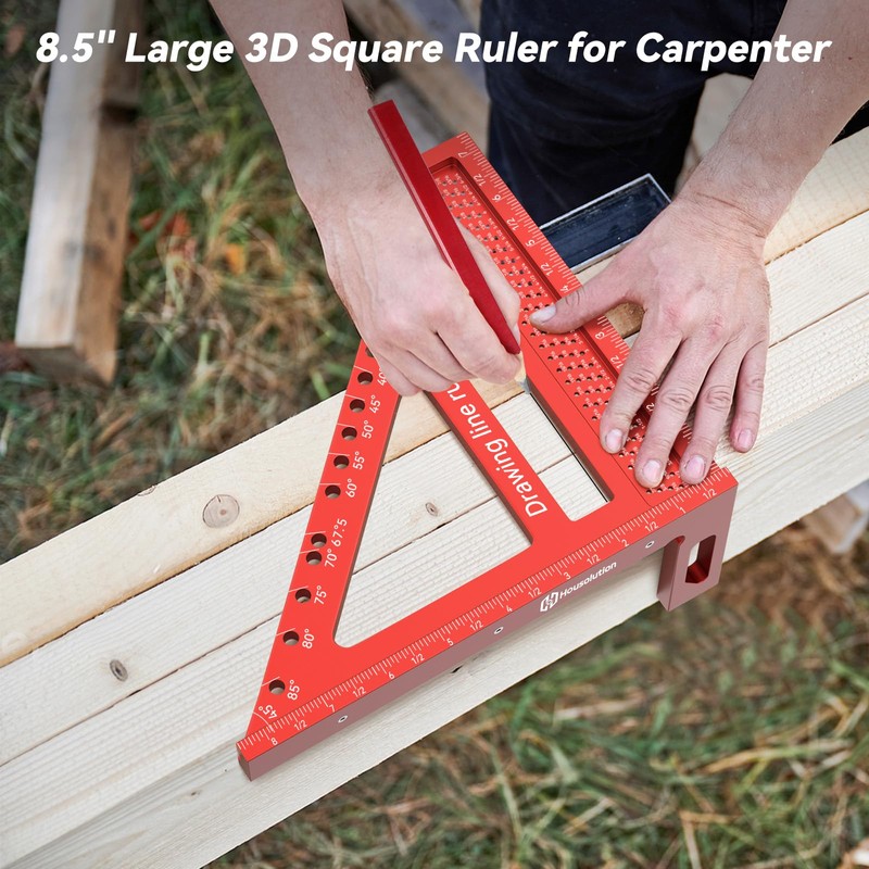 Housolution 8.5Inch 3D 6-in-1 Carpenter Square (1/16" Precision), 0-90° Aluminum