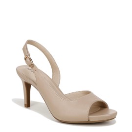 LifeStride Women's Teller 2 Slingback Peep Toe Pumps Heeled Sandal, Tender Taupe, 6.5 Wide