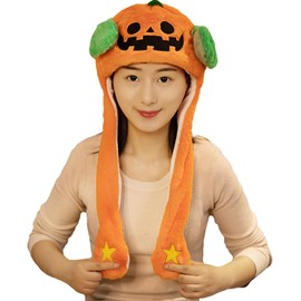 Formemory Halloween Hat, Movable Ears, Pumpkin, Devil, Ghost, Costume, Cosplay, Headwear, Christmas, Cute, Funny, Popular, Instagram, SNS, Birthday, Gift, Halloween, Christmas, Soft, 3 Types (Squash)