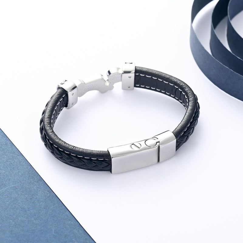 constantlife Motorcycle Cremation Bracelet for Ashes for Men Braided Leather