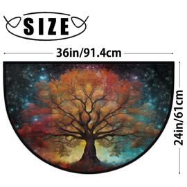 Tree Half Round Door Mat, Life Tree Colorful Forest Semicircle Door Mats, Non Slip Soft Area Rug for Front Door Indoor Entrance Wear Resistant Welcome Mat for Garage Patio Home Decor 24 x 36 In