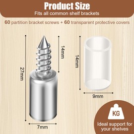 vsshe 60 Pack Shelf Brackets, Shelf Holder with Rubber Protection, Shelfs Brackets, Shelfs Pins, Cabinet Floor Holder for Kitchen Cabinet, Bookcase, Cabinets, Furniture Cabinets