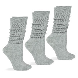 Jefferies Socks Womens Slouch Cotton Knit Socks 3 Pair Pack (Large, Grey Heather)
