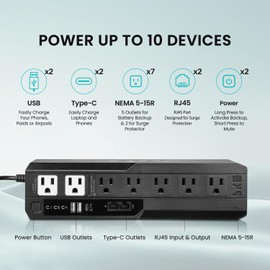 SKE Compact Size 425VA/240W UPS Battery Backup & Surge Protector for Computer UPS Uninterruptible Power Supply UPS Phoenix VL425