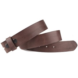 F&L CLASSIC Belt for buckle men Snap on Strap 100% full grain One Piece Leather no buckle,1 1/2" Wide, Made in USA, Distressed DAMAGED BROWN,G1288, size 40