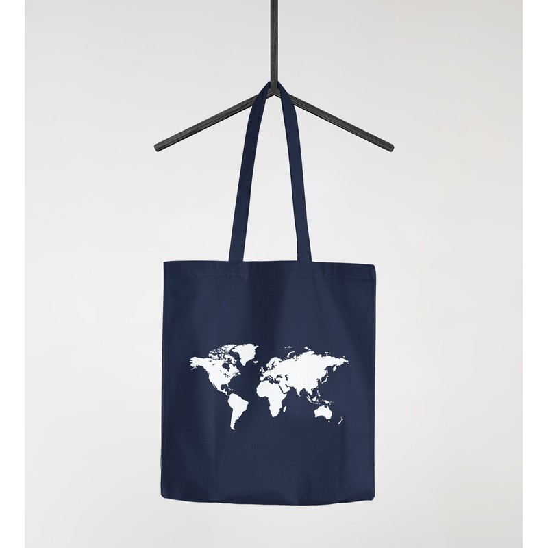 Autiga Cotton Bag World Map Fabric Bag Jute Bag Cotton