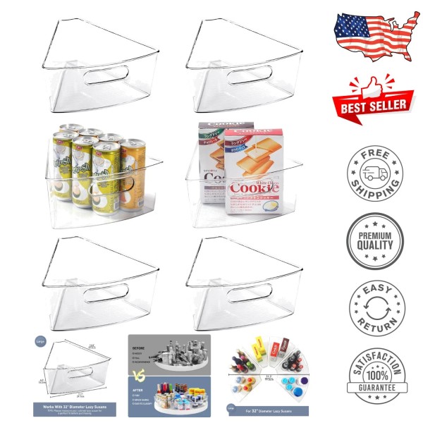 Durable Lazy Susan Organizer - 1/8 Wedge Bins for Kitchen