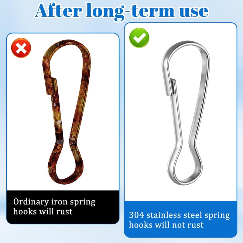 100 PCS Stainless Steel Spring Lanyard Hooks, Small Spring Snap