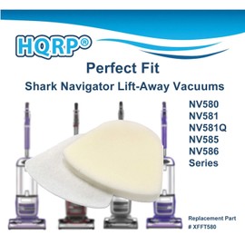 HQRP 2-Pack Foam & Felt Filter Kit compatible with Shark Navigator NV580 Series NV581 NV581Q NV583 NV585 NV586 Powered Lift-Away Vacuum Cleaners, XFFT580 Replacement