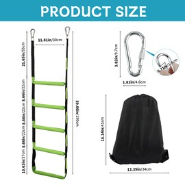 Boat Rope Ladder, Outdoor Portable Foldable Climbing Ladder 550Lbs Strength with Oxford Storage Bag for Inflatable Boats, Fishing Boats, Kayaks, Motorboats, and Canoes(Size:5-Step)