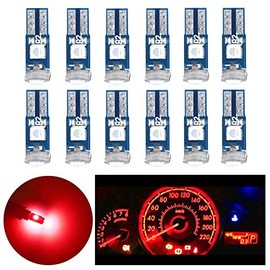 Nanpoku Super Bright 12X T5 74 73 37 2721 LED Bulb Canbus Error Free for Dashboard Instrument Panel Gauge Cluster Indicator Lights(Red)