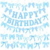 CIEHER 24 Pcs Blue Bow Party Decorations, Happy Birthday and