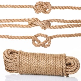 Naler 6mm Jute Rope, 82FT 4-Ply Strong Natural Twine String for Cat Scratching Post, Heavy Duty Twine String for Gardening, Large Macrame Cord, Crafting, Bundling, DIY Decor