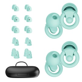 Ear Plugs for Sleeping Noise Cancelling | 2 Pairs Noise Reduction Earplugs for Sleep,Deep Focus,Snoring Blocking,Airplane, 33dB - 38dB Reusable Hearing Protection Silicone & Foam Ear Tips (Green)