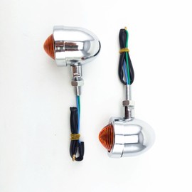 PACASK 2pcs Sliver Anodized Billet Aluminum Bullet Shape Motorcycle Turn Signals Light Bulb for Honda Yamaha Bobber Custom Chopper Cafe Cruiser