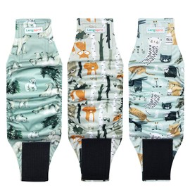 Langsprit Belly Bands for Dogs (Pack of 3) - High Absorbing Dog Wraps - Washable, Reusable Male Dog Diapers (Fox, Cat, Polar Bear, XX-Large)