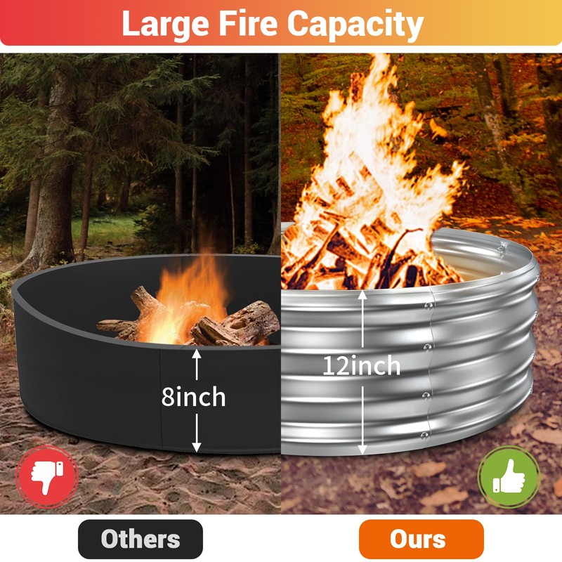 60 Inch Extra Large Fire Pit Ring for Outside, Heavy