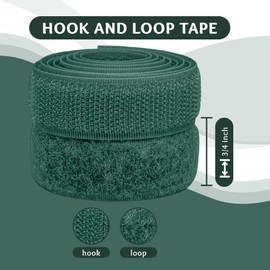 3/4 inch Kelly Green Sew on Hook and Loop Tape Non-Adhesive 1 Yd Thin Nylon Heavy Duty Strips Sewing Fastening Fabric Fastener Interlocking Set for Military Form Bags Clothes Shoes Backpacks DIY Craft