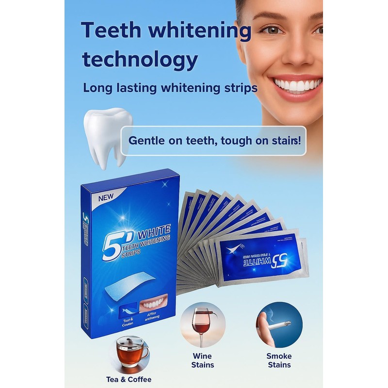 5D Advanced Teeth Whitening Strips Kit – 28 Pcs for