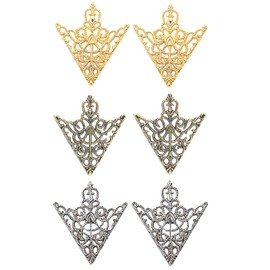 QLUYCKW 3Pairs Retro Hollow Triangle Collar Pin Brooch Set for Women Men Fashion Triangle Gold Silver Shirt Collar Pins Brooch Buckle Shirt Collar Decoration Parts (3Pairs Triangle Collar Pins)