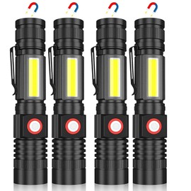 Hoxida Magnetic Flashlight USB Rechargeable, Super Bright LED Tactical Flashlight with Cob Sidelight, Waterproof, Zoomable Best Small LED Flashlight for Camping, Emergency Flashlights